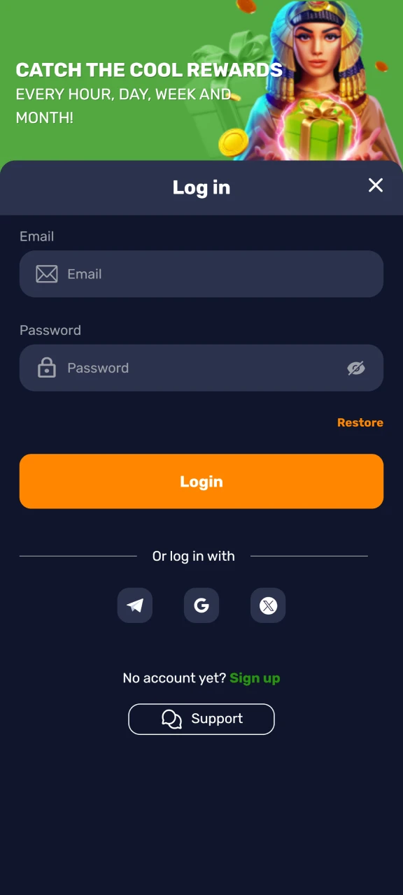 Log in to your Basswin account using your email address and password.